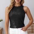 thumbnail image 3 of Lixiuxyad Camisoles For Women Fashion Sequin Camisole Summer Sleeveless Tank Top With Glitter Rhinestone Spaghetti Strap For Casual Party Wear,Black, 3 of 7