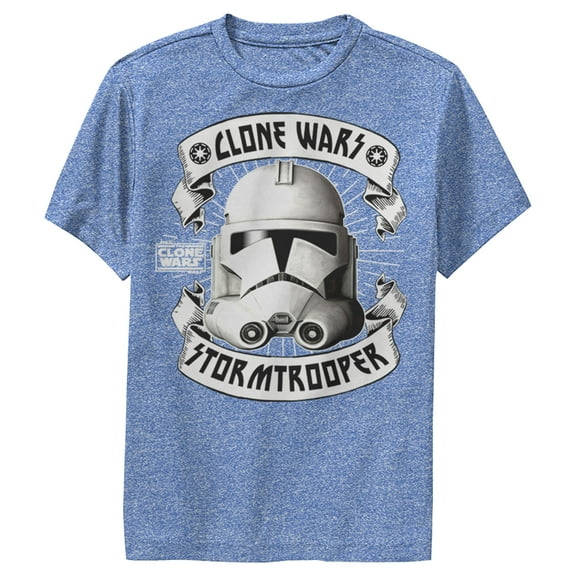 Boy's Star Wars: The Clone Wars Stormtrooper Portrait  Performance Graphic Tee Royal Blue Heather Medium