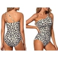 thumbnail image 2 of Traje Baño una Pieza con un Hombro Descubierto para Mujer, Traje Baño Control, Cobertura Total Modesta, Traje Baño con Abertura en la Parte Posterior. Estampado Leopardo S, 2 of 6