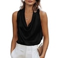 thumbnail image 2 of Women's Silk Satin Tank Top, Casual Camisole Sleeveless Business Blouse for Dressy Summer Work and Office Wear,Black,S, 2 of 8