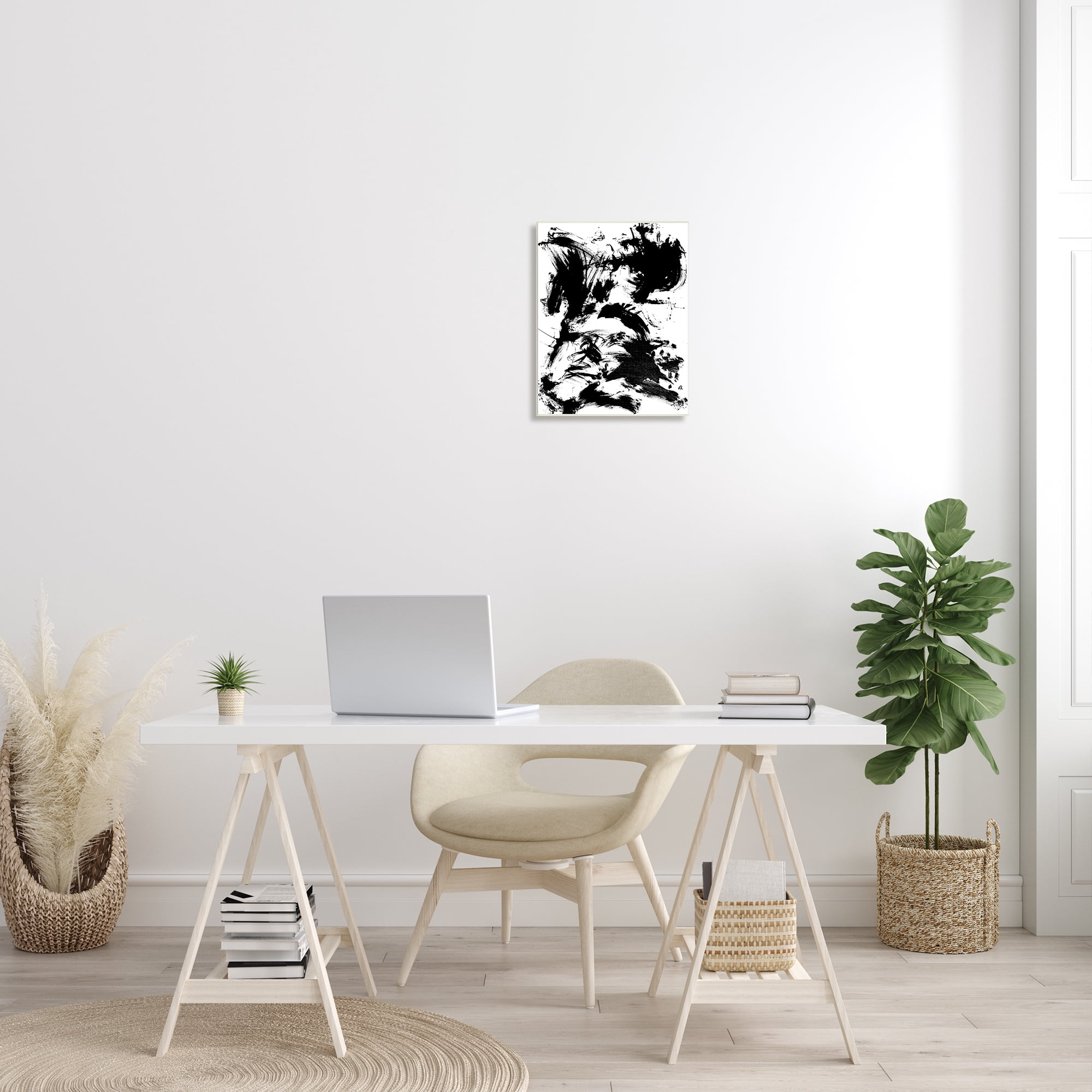 Stupell Indtries Chaotic Black Splattered Paint Abstraction By Movement,13 x 19,Design by Allan Friedlander