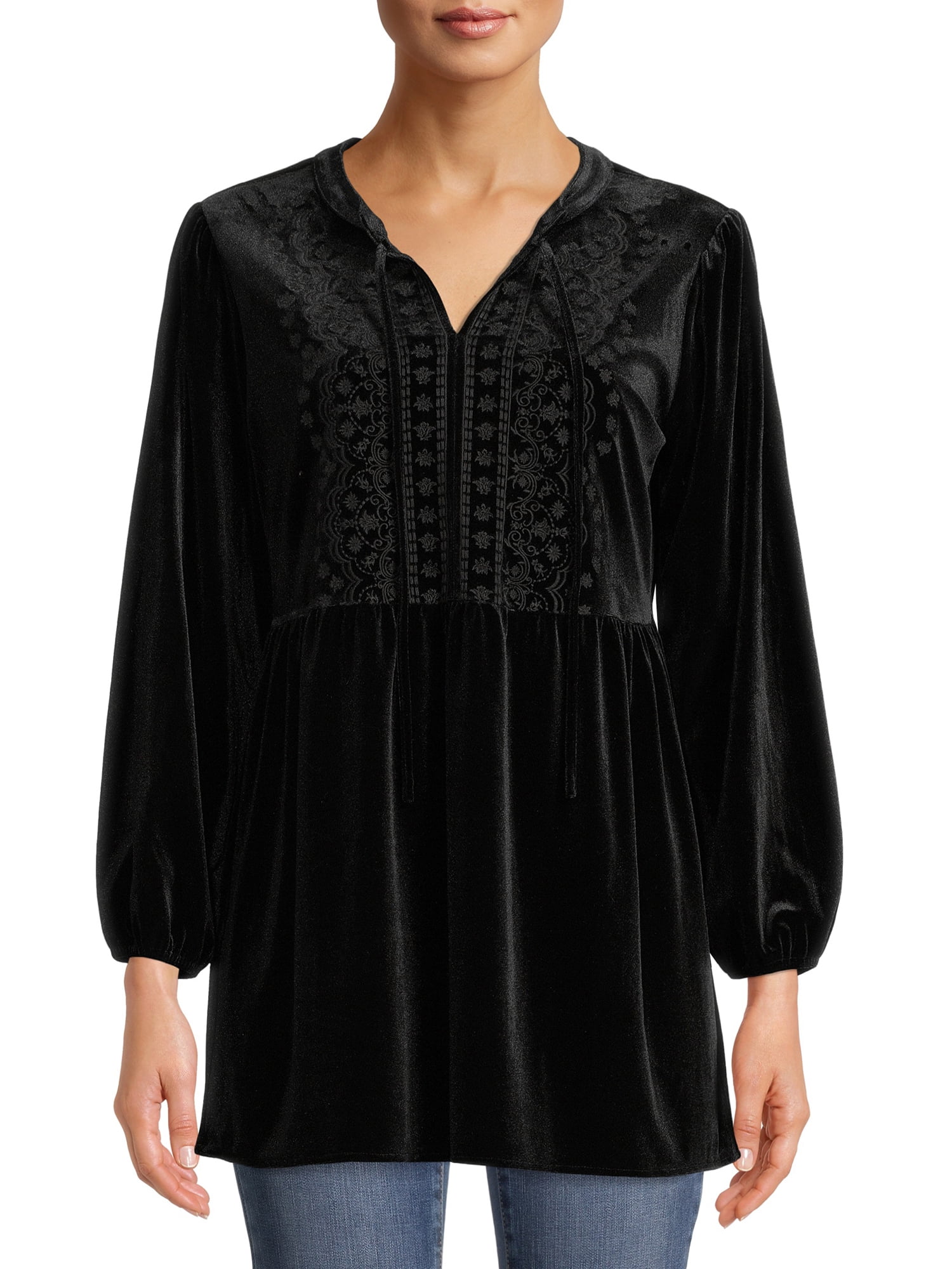 The Pioneer Woman Embroidered Velvet Empire Waist Top