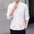 thumbnail image 3 of Camisas y blusas para hombre con bolsillos, ropa de manga larga, camisa de vestir blanca, lisa, formal, de oficina, de diseñador, moda 2024, 3 of 5