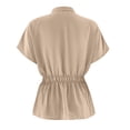 thumbnail image 4 of Moda mujer verano manga corta vendaje Color sólido Casual blusa Tops Pompotops hkajfhjk471870, 4 of 5