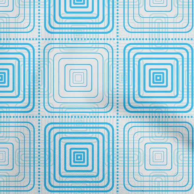 oneOone Georgette Viscose Turquoise Blue Fabric Geometric Craft Projects Decor Fabric Printed By The Yard 42 Inch Wide
