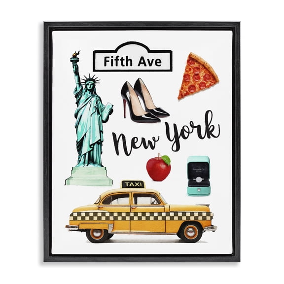Stupell Industries Art Deco New York Glam Travel Black Floating Frame Canvas Art, 17 x 21, by Amanda Greenwood