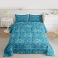thumbnail image 2 of Feelyou Boho Bowknot Damask Twin Comforter Sets, Retro Turquoise Flower Bedding Set, 2pcs, 2 of 8