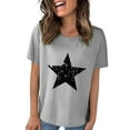 thumbnail image 2 of Bovemsi 4Th of July Oversized Shirt Women Casual Printing Short Sleeves Round Neck Loose T Shirt Blouse Tops, Gray Women's Summer Short Sleeve T-Shirts, L, 2 of 8