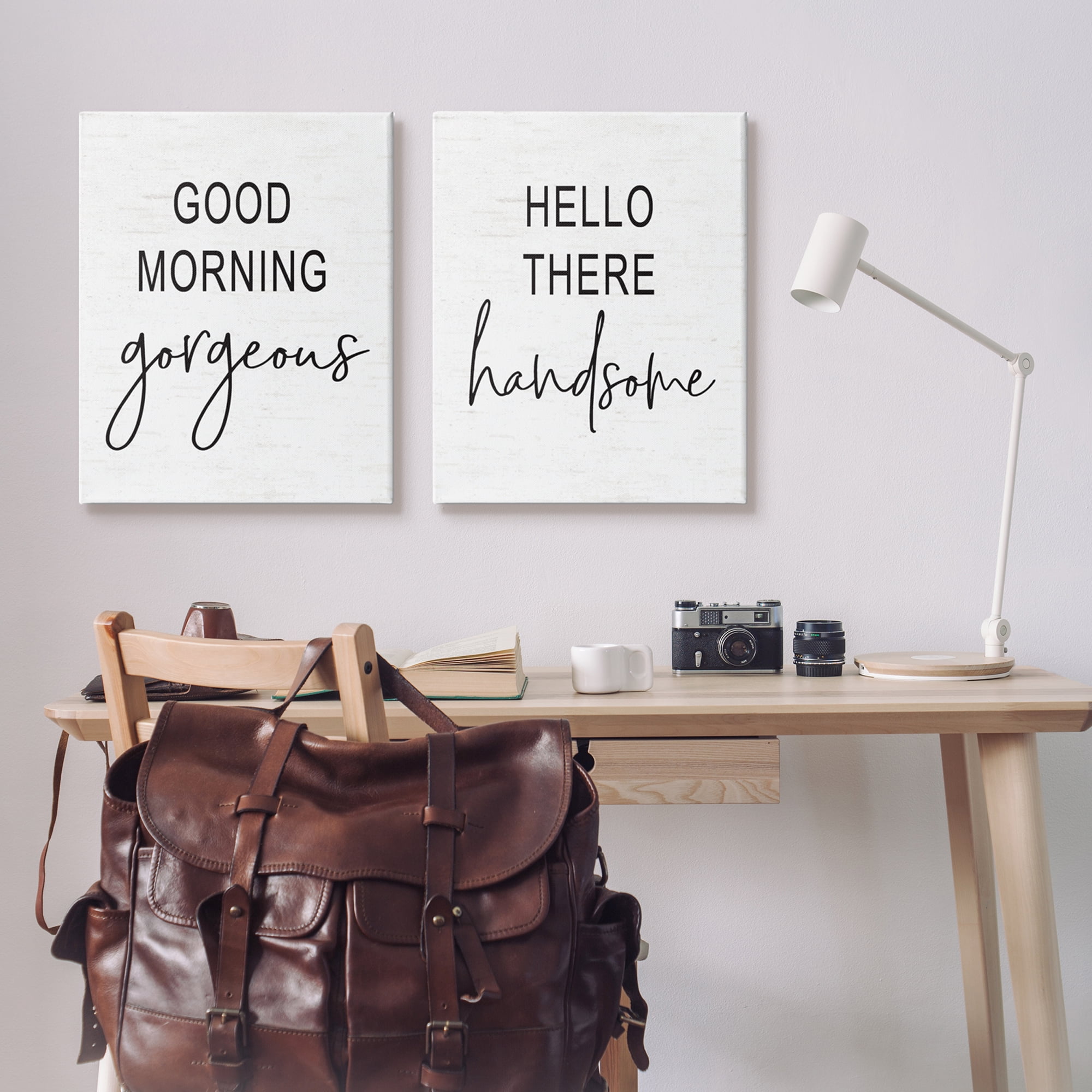Stupell Industries Good Morning Gorgeous Hello There Handsome Romantic Phrases, 24 x 30, Design by Lettered and Lined