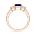 thumbnail image 2 of ANGARA Lab Grown 2.45 Ct Blue Sapphire & Lab Diamond 3 Stone Ring for Women in 14K Rose Gold (Size-9x7mm) | September Birthstone, Anniversary, Jewelry Gift for Women | Lab-Grown Blue Sapphire Ring, 2 of 8