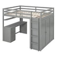 thumbnail image 4 of Bellemave Full Size Loft Bed with Desk and Storage Wardrobe, Drawers, Wood High Loft Bed(Classic Gray), 4 of 10