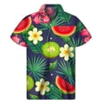 thumbnail image 3 of Camisa hawaiana con estampado de sandía tropical, camisa de verano de calle de manga corta con botones y estampado 3D de frutas, ropa para hombre, blusa con solapa, 3 of 5