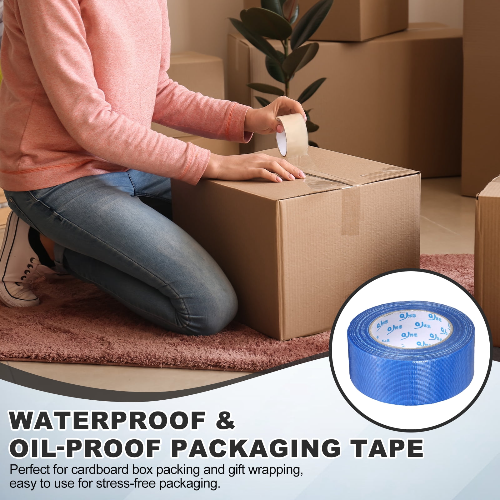 Uxcell Duct Tape (1.97 Inch x 49 Yards, Blue) Heavy Duty Industrial Duct Tape Easy Use Strong Adhesive No Residue, for Repairs Crafts Projects Home Improvement