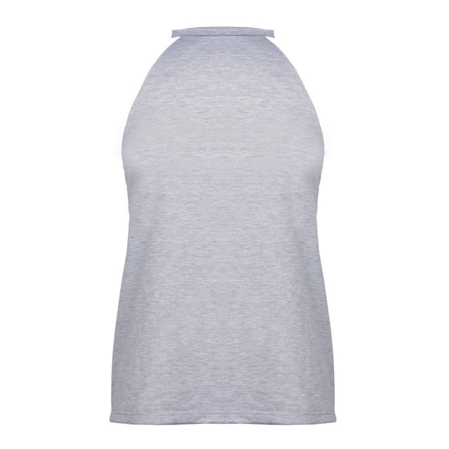 Hauts pour Femmes Aguichant à Encolure Ronde Ajourée, Camisole Sans Manches de Couleur Unie