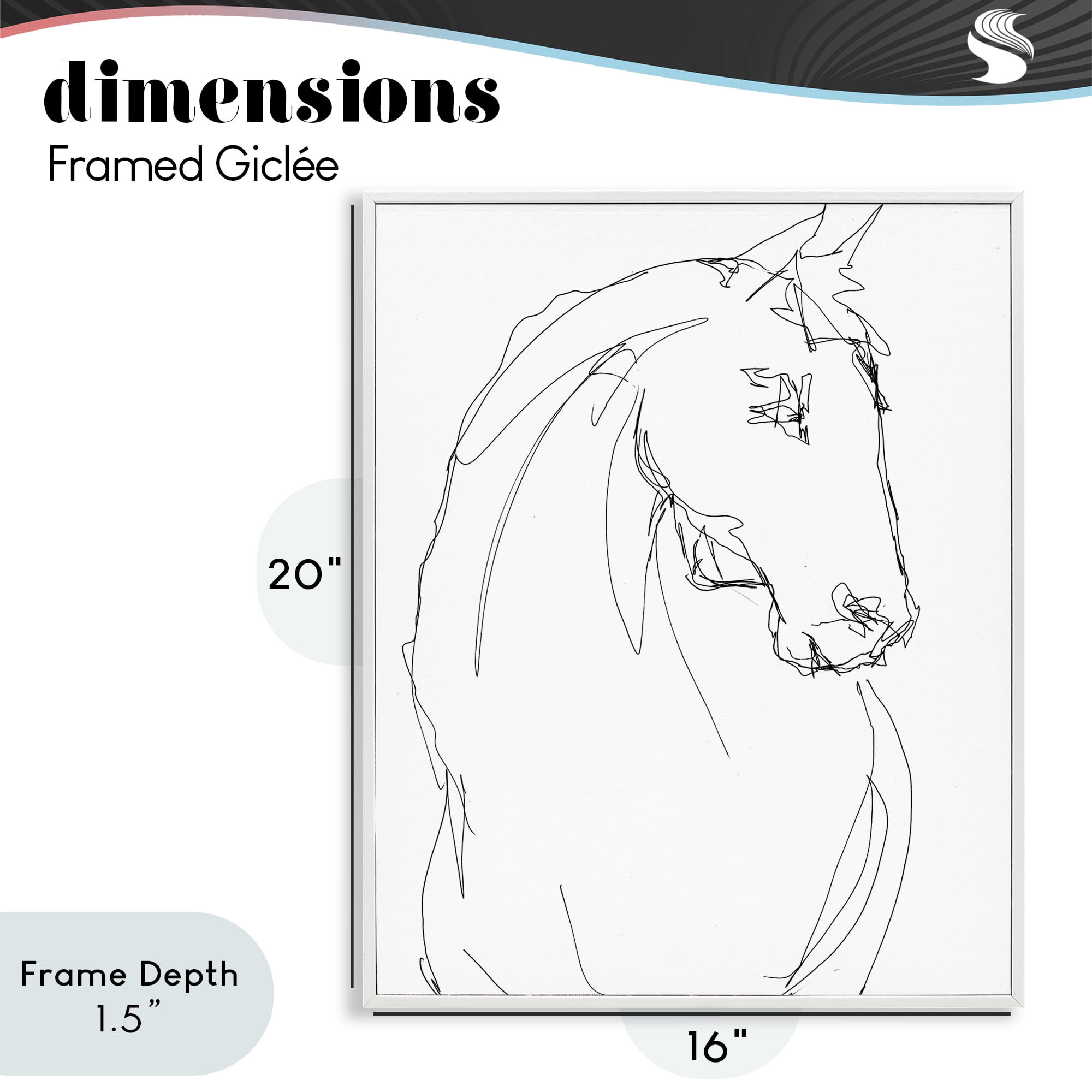 Stupell Industries Sketched Horse Contour White Framed Giclee Art, design by Lorenzo Collective