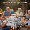 thumbnail image 3 of Round Outdoor Tablecloth with Umbrella Hole and Zipper, Grey Palm Leaves Tablecloth with Elastic Waterproof, Summer Botanical Tropical Leaf Patio Table Covers for 55" - 60" Picnic Pool Tables, 3 of 9