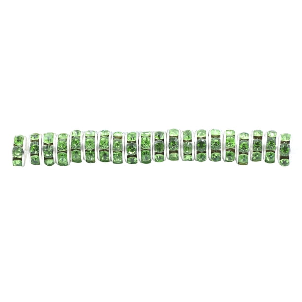 Bewildely Paquete de 100 Rondelles de diamantes de imitación con agujeros grandes, cuentas espaciadoras, artesanías de joyería, cuentas Artesanía Verde 8MM100 Piezas