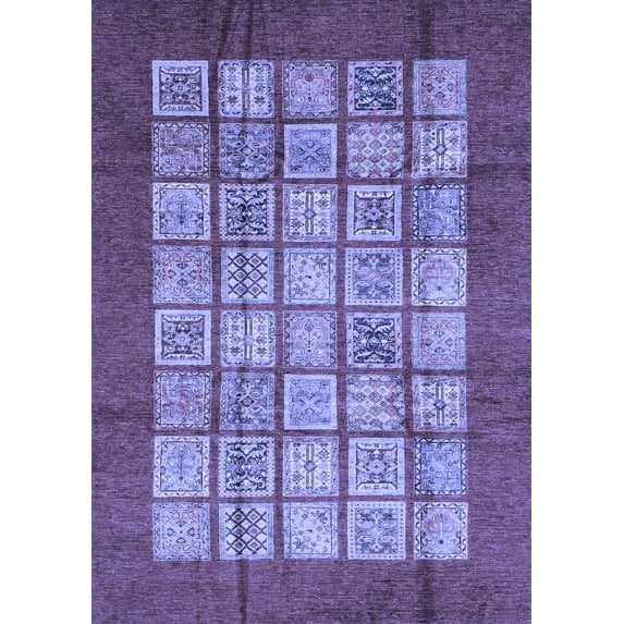Ahgly Company Machine Washable Indoor Rectangle Abstract Blue Modern Area Rugs, 7' x 10'