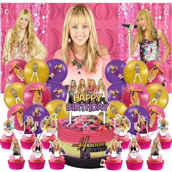 Hannah Montana Party Supplies Latex Balloons Decor Banner Backdrop Kit Birthday Decorations