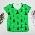 thumbnail image 4 of Christmas Tree Pattern on Green Women's Blouse Short Sleeve Women's Top T-Shirt Spring Summer Clothes, 4 of 7