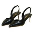 thumbnail image 3 of XYD Women Fashion Kitten Heel Slingback Ankle Strap Pumps Pointed Closed Toe Slip On Comfortable Formal Office Lady Shoes Size 6 Black, 3 of 5