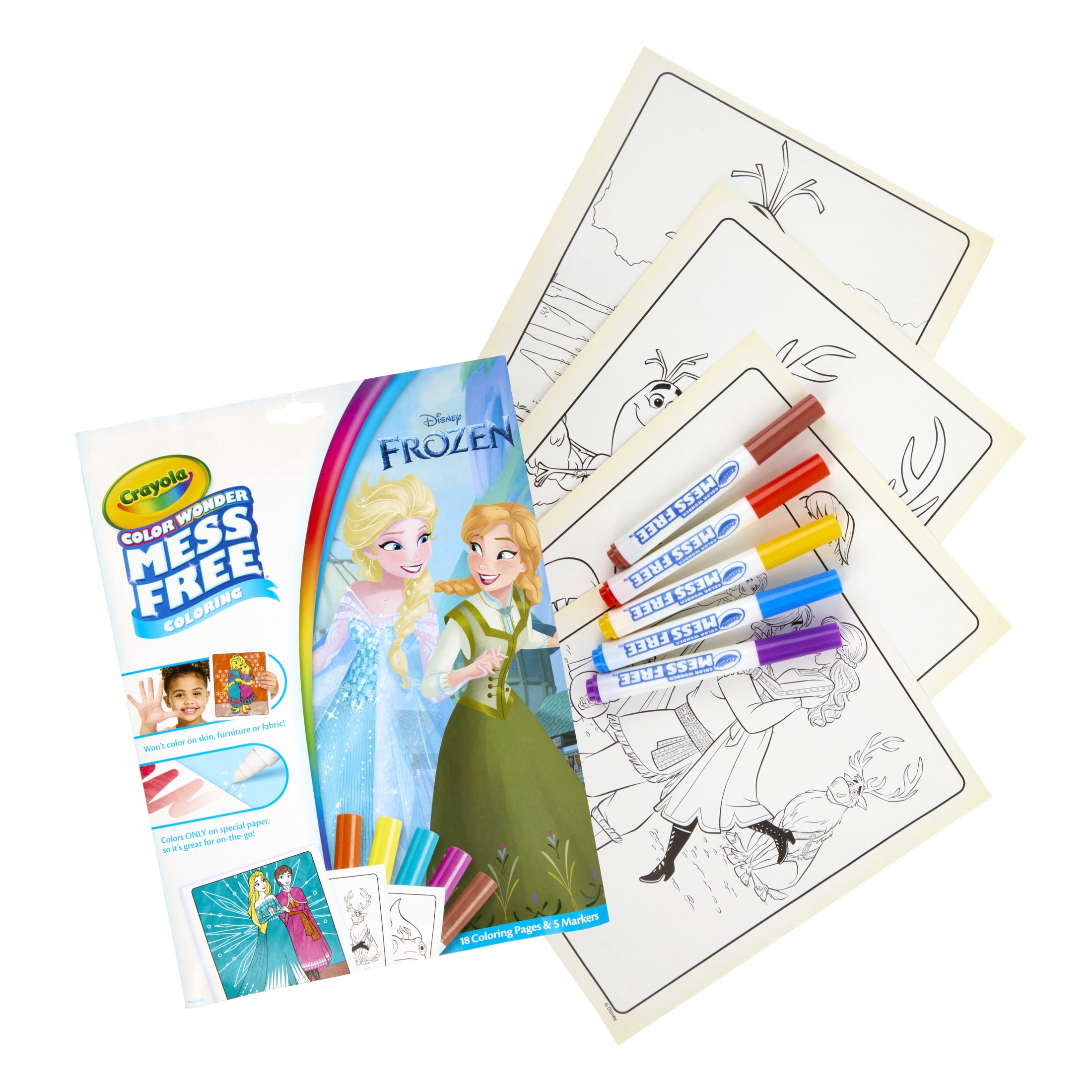 Crayola Color Wonder Mess Free Frozen 2 Coloring Set, 18 Pgs, Preschool Supplies, Arts and Crafts, Travel Activity, Back to School Gift for Toddlers, Ages 3+