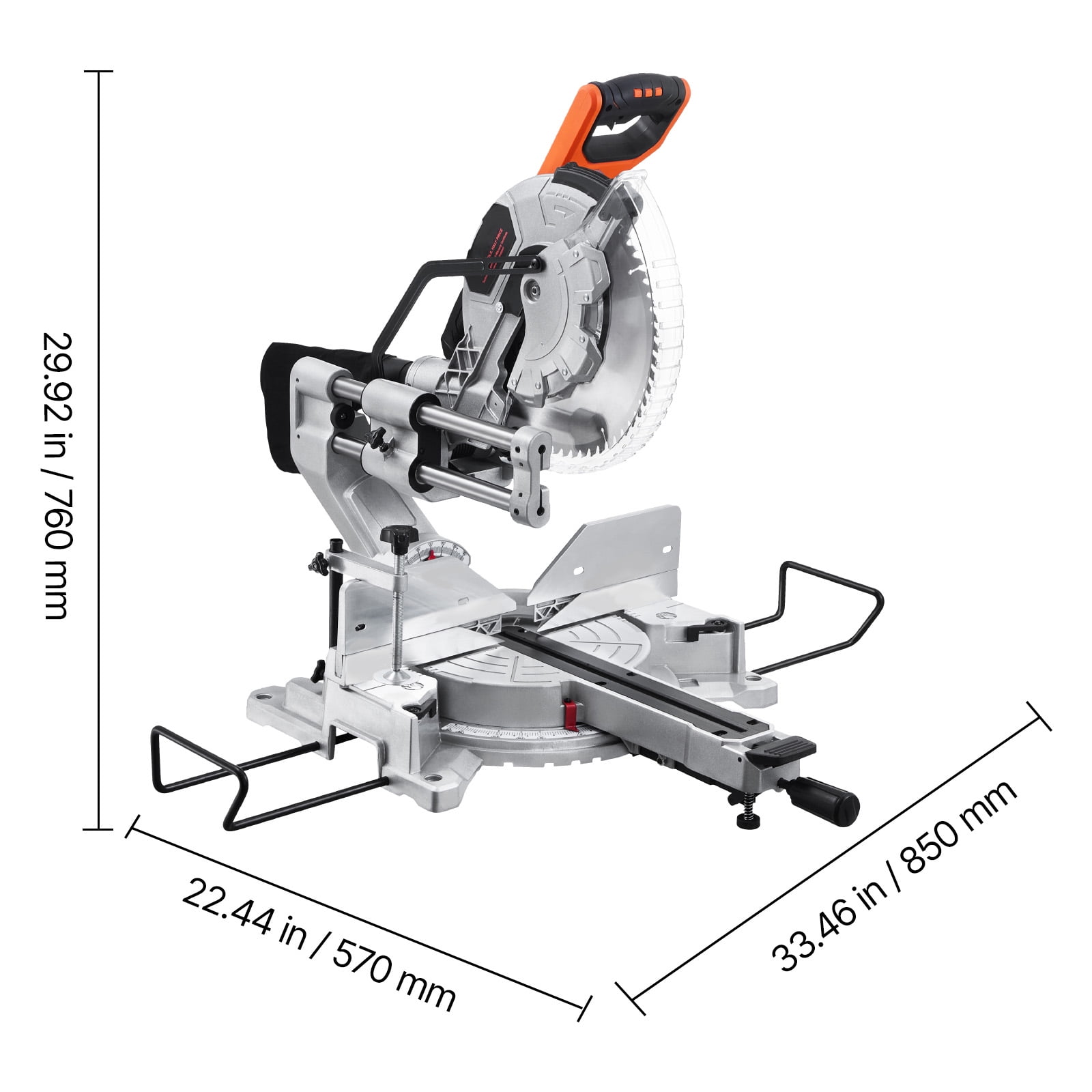 KFFKFF Compound Miter Cutter, Blade of 12 Inches, Motor of 15 Amp, 60-Tooth, Corded Dual Bevel Sliding Miter Cutter, LED for Accurate Alignment, Adjustable Angle, Suitable for Wood