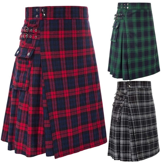 Miluxas Men's Skirt Shorts , Casual Skirt for Men, Adjustable Fit, Skirt Meet Almost for Any Occasion Red XL(XL)