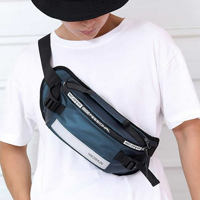 Yeacher Sac Banane Mode Grande Capacité Bande Réfléchissante Imperméable Résistant à l'Usure Pochette Sac Banane