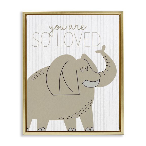 Stupell Industries Cottage You Are So Loved Elephant Gold Floating Frame Canvas Art, 25 x 31, by Kim Allen