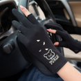 thumbnail image 3 of Guantes de medio dedo a prueba de rayos UV, resistentes al sol, para mujer, finos, negros, para conducir, montar a caballo, antideslizantes, de dedos abiertos, transpirables, para primavera y verano, 3 of 4