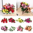 thumbnail image 2 of BESEW7 13in Fake Rhododendron Flowers for Outdoors Artificial Azalea Plant for Cemetery Vase Faux Flowers for Garden Porch Living Room Decor Red, 2 of 9