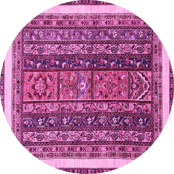 Ahgly Company Indoor Round Abstract Pink Modern Area Rugs, 7' Round