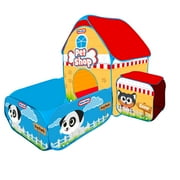 Little Tikes: 4-In-1 Dog Park & Pet Shop Ballpit - Pop Up Tent & Tunnel, 20 Balls, 2 inflatable Dogs, Pretend Play Shop, Toddler & Kids Ages 3+