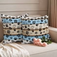thumbnail image 2 of Blue Brown Paw Prints Outdoor Waterproof Pillow Covers, Vintage Farmhouse Rustic Wooden Grain Decorative Square Throw Pillowcase Sofa Cushion Sham for Patio/Couch/Chair, 18"x18" 2 Pack, 2 of 8