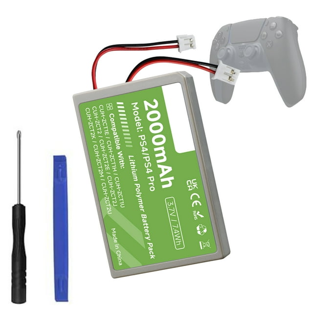 CITYORK Lot de 1 Pile de Remplacement pour PS4/PS4 Pro/PS4 Slim PS4 Dualshock 4 Contrôleur CUH-ZCT1E CUH-ZCT1H CUH-ZCT1U CUH-ZCT2 CUH-ZCT2U 3.7V 2000mAh