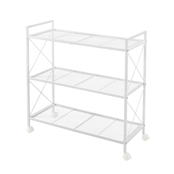 Estante de almacenamiento SONGMICS de metal de 3 niveles con ruedas de 80 x 32 x 85,5 cm, blanco