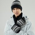 thumbnail image 5 of Dailypoc Unisex Winter Knit Set - Beanie, Long Scarf & Touchscreen Gloves, Thick Warm Design, Ideal Cold-Day Gift for Women & Men,Khaki,One Size, 5 of 8