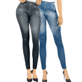 thumbnail image 1 of Pack de 2 Leggins Mujer Unitalla Mezclilla Faja Alta Estilo Pantalón Mezclilla Jegging Tiro Alto, Mallon licra Cómodos Elásticos, 1 of 4