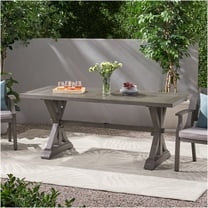 JERFIT 71-inch Outdoor Patio Dining Table with Umbrella Hole, Dark Gray Aluminum Alloy Garden Table for Backyard, Poolside, Bistro