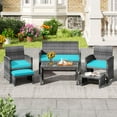 thumbnail image 1 of Costway 6PCS Patio Furniture Set Outdoor Sectional Conversation PE Rattan Sofa Set Turquoise, 1 of 10