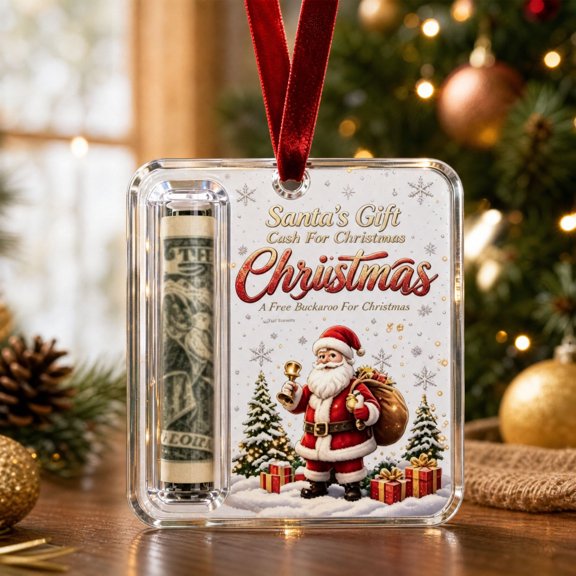 Arghm Christmas Money Ornament – Festive Cash Gift Holder with Holiday Prints – Decorative Keepsake for Tree, Parties & Gift Exchanges – Perfect for Family and Friends