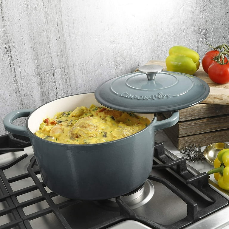  Crock Pot Artisan 5 Quart Enameled Cast Iron Round Dutch Oven,  Slate Gray: Home & Kitchen