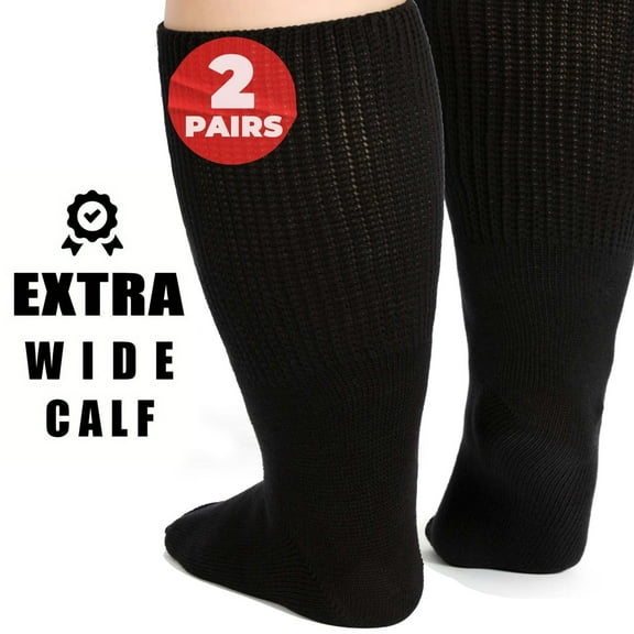 2 Pairs Hospital Socks for Men with Grips, Non Slip Socks for Men & Women, Diabetic Socks for Men, Extra Wide Socks for Swollen Feet