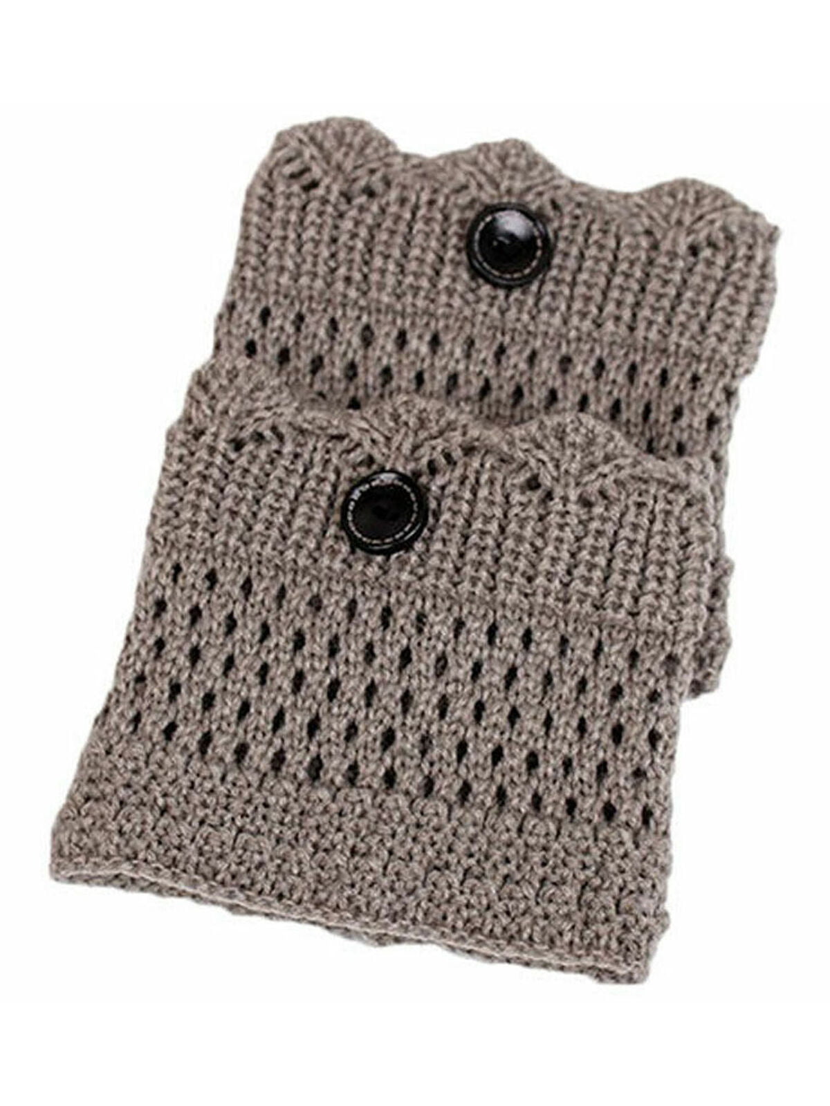 Women Winter Warm Crochet Knit Leg Warmers Button Boot Socks Toppers Cuffs 