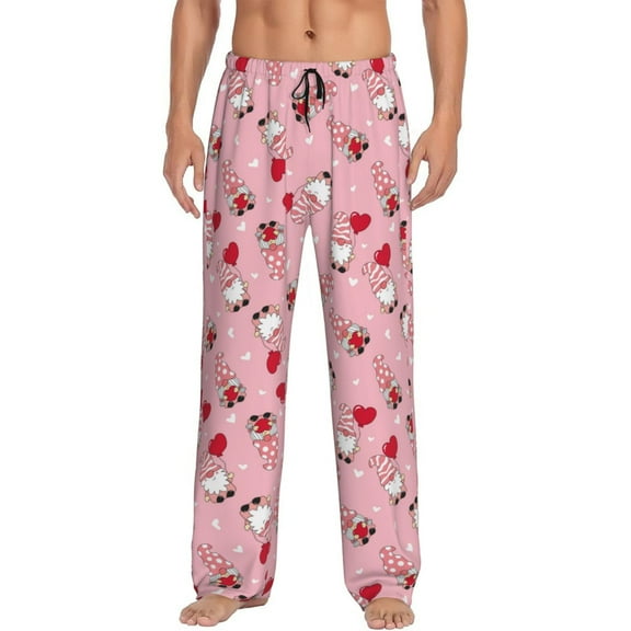 Daiia Gnome With Heart Men's Sleep Pant with Pockets and Drawstring,Pajama Pants-Medium