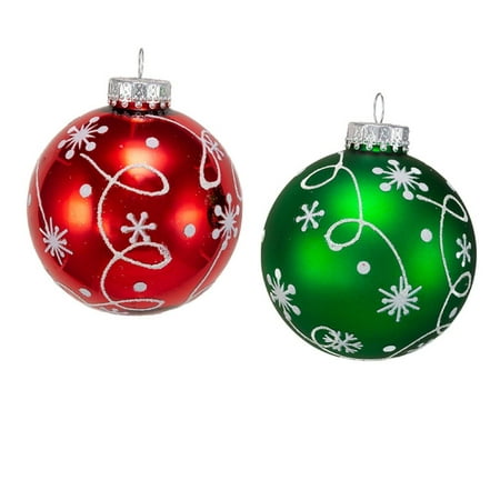 UPC 086131447693 product image for Kurt Adler 80MM Red And Green With White Swirl Design Glass Ball Ornaments  6-Pi | upcitemdb.com