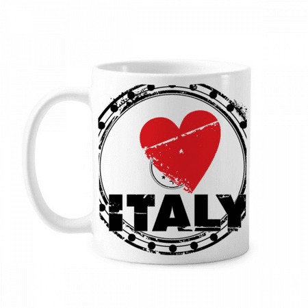 

I Love Italy Word Love Heart Circle Mug Pottery Cerac Coffee Porcelain Cup Tableware