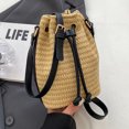 thumbnail image 4 of Bolso de cubo para mujer, bolso de paja informal, bolso de playa (negro), 4 of 8