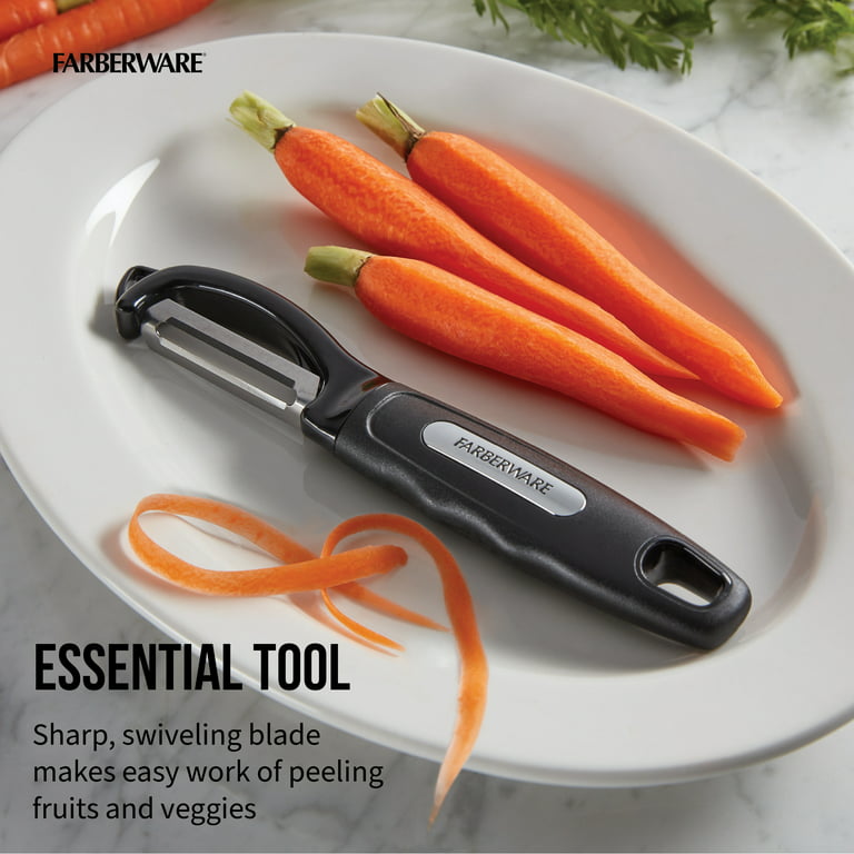  Farberware Professional Soft Handled Precise Vegetable Swivel  Peeler Sharp Straight Blade Smoothly Peels Fruits 8-Inch, Black: Home &  Kitchen